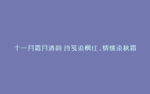 十一月霜月清韵:诗笺染枫红,情愫染秋霜
