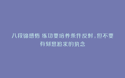 八段锦感悟:练功要培养条件反射,但不要有刻意追求的执念