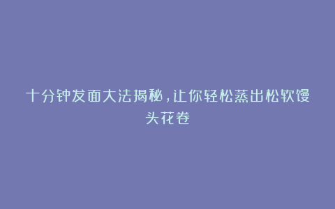 十分钟发面大法揭秘,让你轻松蒸出松软馒头花卷