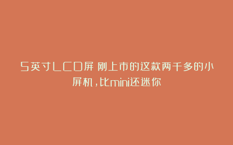 5英寸LCD屏!刚上市的这款两千多的小屏机,比mini还迷你