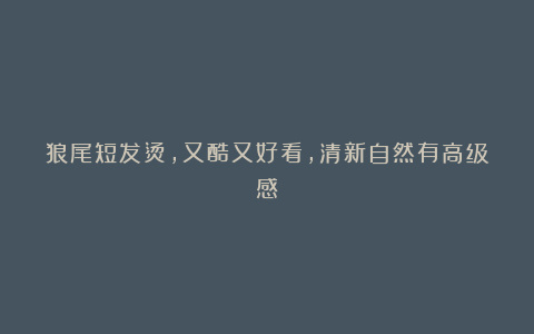 狼尾短发烫,又酷又好看,清新自然有高级感