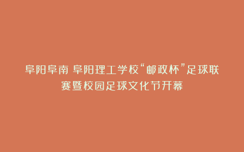 阜阳阜南:阜阳理工学校“邮政杯”足球联赛暨校园足球文化节开幕