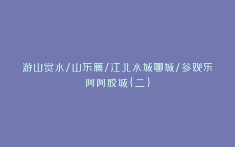 游山赏水/山东篇/江北水城聊城/参观东阿阿胶城(二)