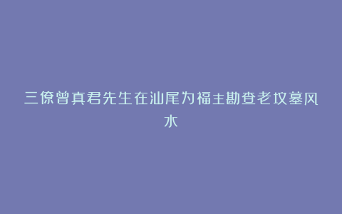 三僚曾真君先生在汕尾为福主勘查老坟墓风水