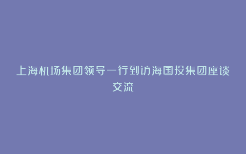 上海机场集团领导一行到访海国投集团座谈交流