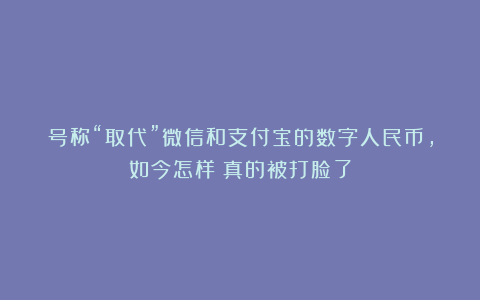 号称“取代”微信和支付宝的数字人民币,如今怎样?真的被打脸了