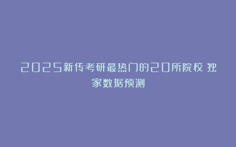 2025新传考研最热门的20所院校|独家数据预测
