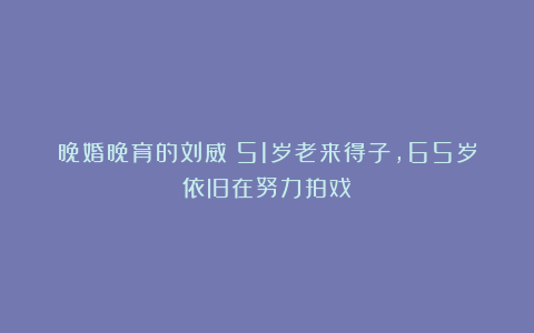 晚婚晚育的刘威:51岁老来得子,65岁依旧在努力拍戏