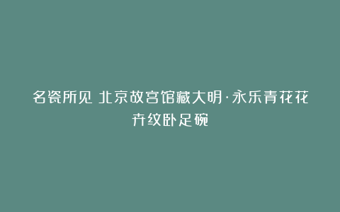 名瓷所见!北京故宫馆藏大明·永乐青花花卉纹卧足碗
