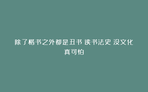 除了楷书之外都是丑书?读书法史:没文化真可怕!