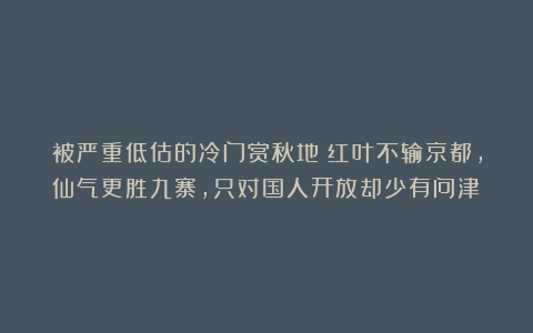 被严重低估的冷门赏秋地!红叶不输京都,仙气更胜九寨,只对国人开放却少有问津!
