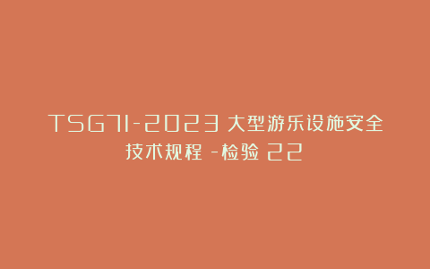 TSG71-2023《大型游乐设施安全技术规程》-检验(22)