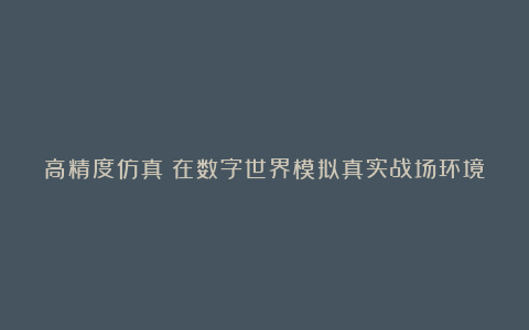 高精度仿真:在数字世界模拟真实战场环境