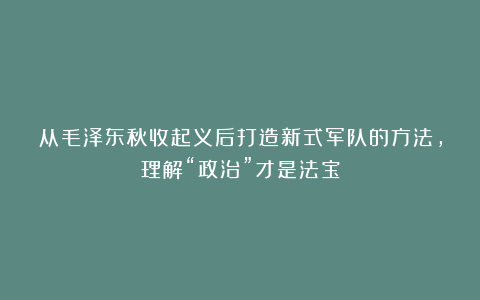 从毛泽东秋收起义后打造新式军队的方法,理解“政治”才是法宝