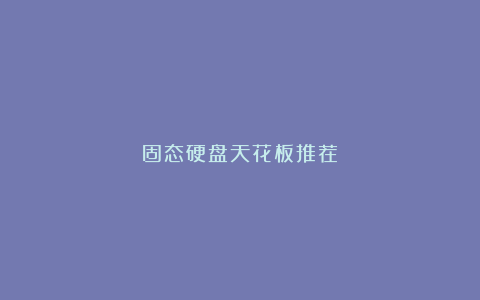 固态硬盘天花板推荐