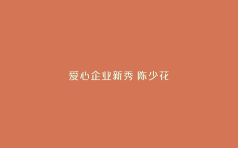 爱心企业新秀|陈少花