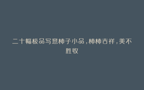 二十幅极品写意柿子小品,柿柿吉祥,美不胜收!
