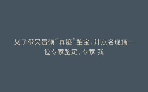 女子带吴昌硕“真迹”鉴宝,并点名现场一位专家鉴定,专家:我?