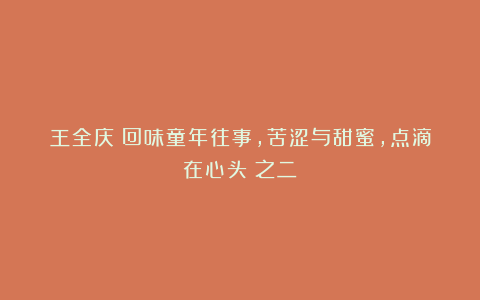 王全庆:回味童年往事,苦涩与甜蜜,点滴在心头(之二)