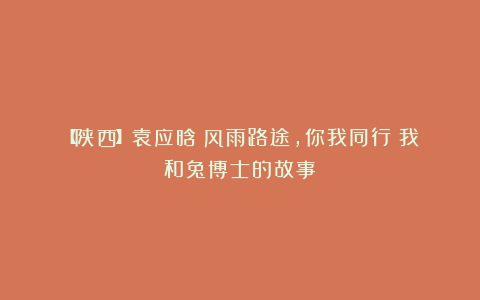 【陕西】袁应晗:风雨路途,你我同行(我和兔博士的故事)