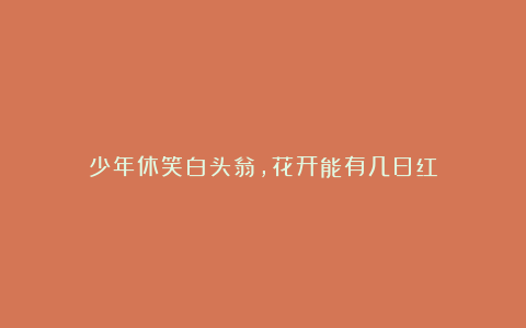 少年休笑白头翁,花开能有几日红