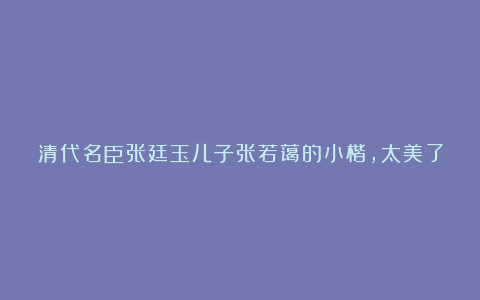 清代名臣张廷玉儿子张若蔼的小楷,太美了