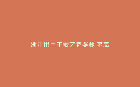 浙江出土王羲之老婆郗璿墓志