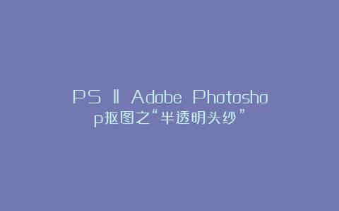 PS ‖ Adobe Photoshop抠图之“半透明头纱”