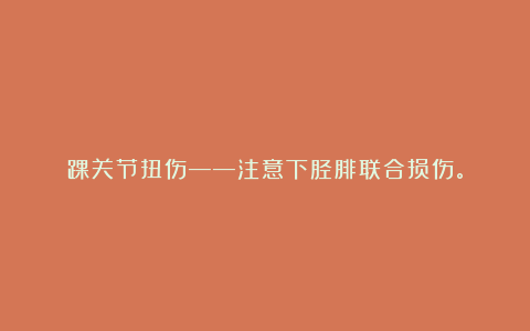 踝关节扭伤——注意下胫腓联合损伤。