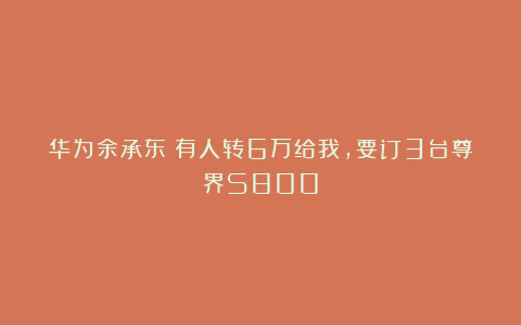 华为余承东:有人转6万给我,要订3台尊界S800
