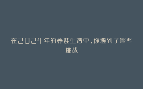 在2024年的养娃生活中,你遇到了哪些挑战?