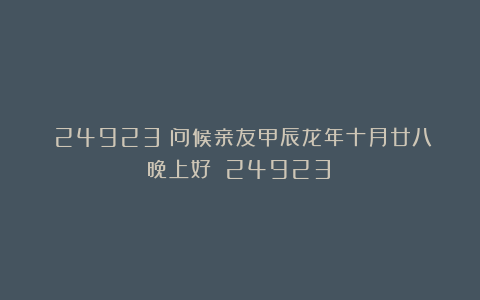 (24923)问候亲友甲辰龙年十月廿八晚上好!(24923)
