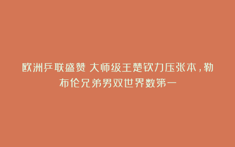 欧洲乒联盛赞:大师级王楚钦力压张本,勒布伦兄弟男双世界数第一