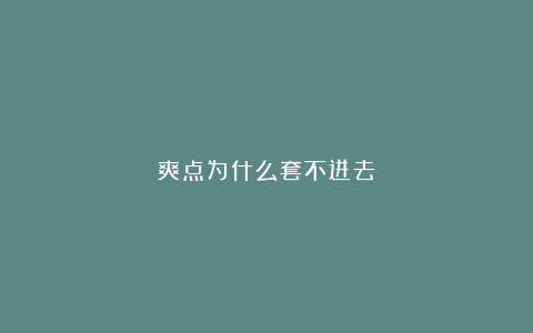 爽点为什么套不进去?