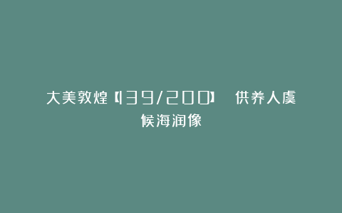大美敦煌【139/200】| 供养人虞候海润像