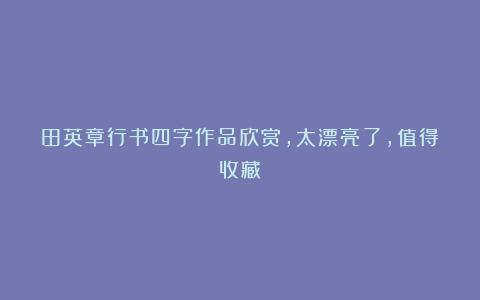 田英章行书四字作品欣赏,太漂亮了,值得收藏!