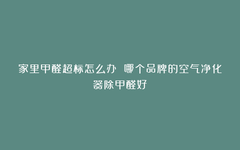 家里甲醛超标怎么办 哪个品牌的空气净化器除甲醛好?