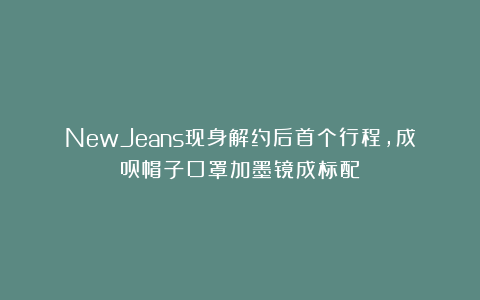 NewJeans现身解约后首个行程，成员帽子口罩加墨镜成标配