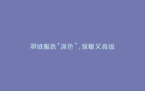 羽绒服选“深色”,保暖又高级!