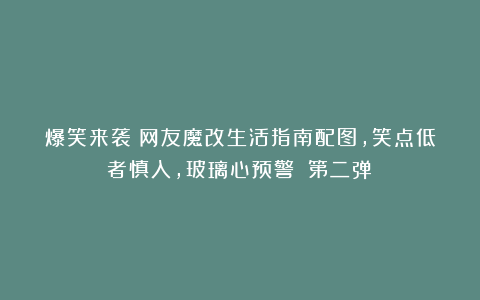 爆笑来袭!网友魔改生活指南配图,笑点低者慎入,玻璃心预警!(第二弹)