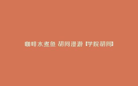 咖啡水煮鱼:胡同漫游【学院胡同】