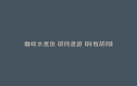 咖啡水煮鱼:胡同漫游【育教胡同】
