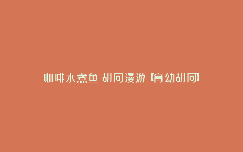 咖啡水煮鱼:胡同漫游【育幼胡同】