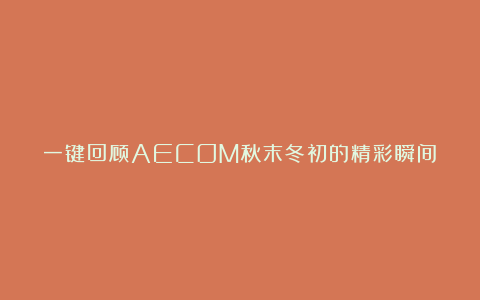 一键回顾AECOM秋末冬初的精彩瞬间!