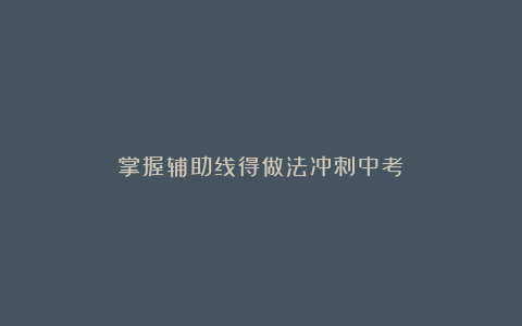 掌握辅助线得做法冲刺中考