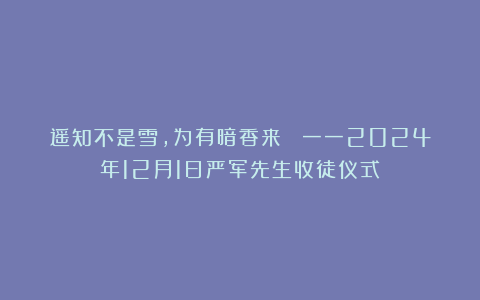 遥知不是雪，为有暗香来‍ 一一2024年12月1日严军先生收徒仪式
