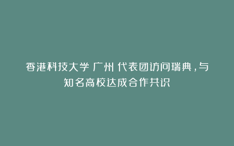 香港科技大学(广州)代表团访问瑞典,与知名高校达成合作共识