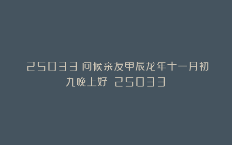 (25033)问候亲友甲辰龙年十一月初九晚上好!(25033)