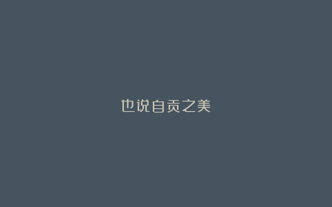 也说自贡之美