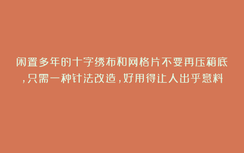 闲置多年的十字绣布和网格片不要再压箱底，只需一种针法改造，好用得让人出乎意料！